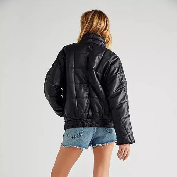Free People Dolman Quilted Vegan Leather Jacket - Picture 7 of 9